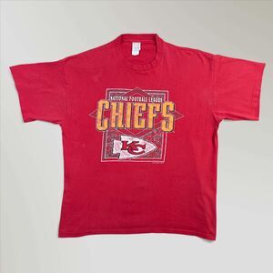 Vintage Kansas City Chiefs 1993 Graphic Print Single Stitch Shirt Size XL